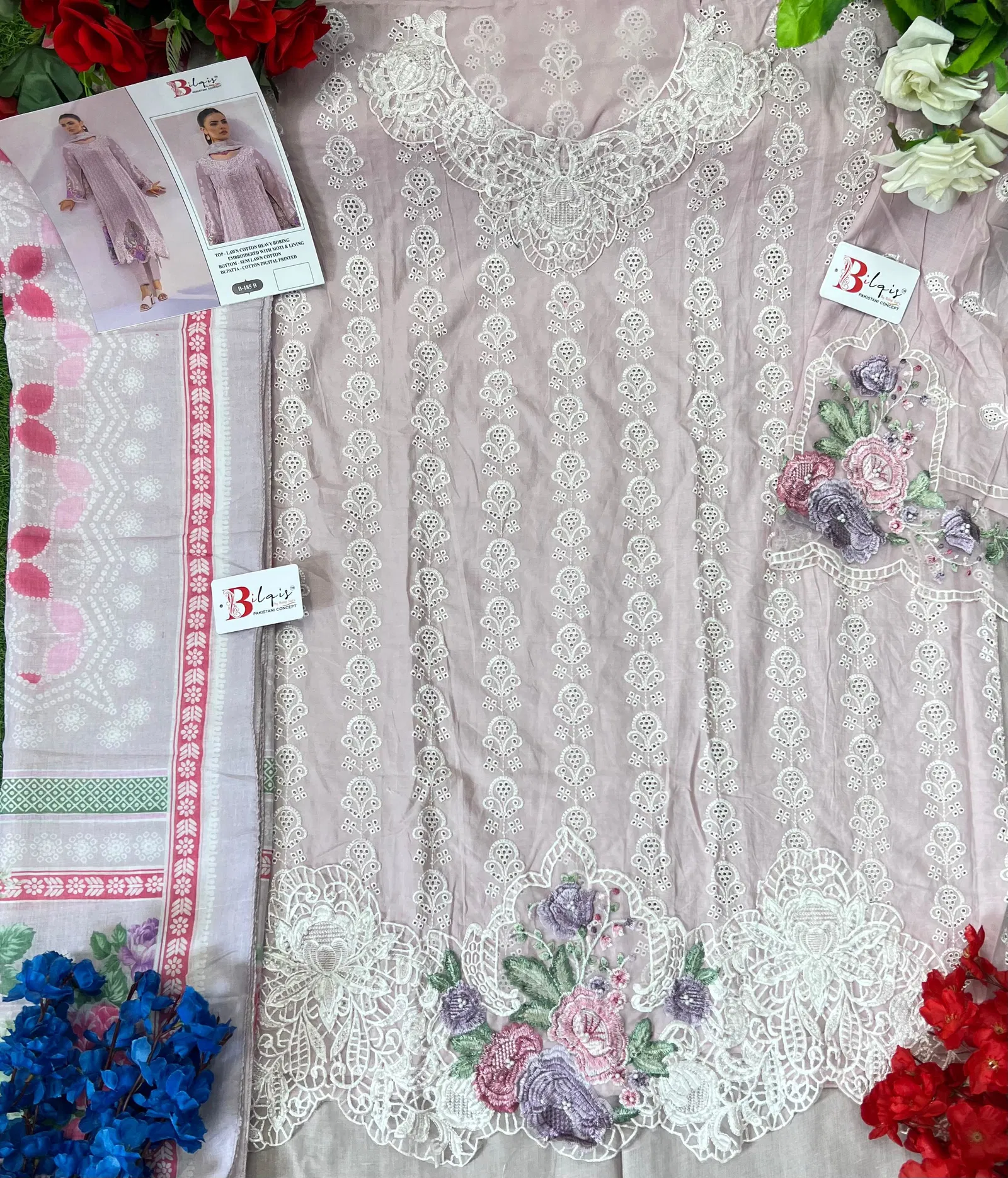 Bilqis B 185 A To D Cambric Lawn Cotton Pakistani Suits Wholesale Shop In Surat